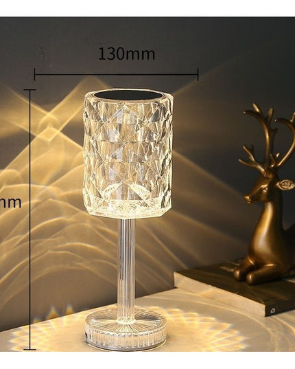 Lampa de birou pe LED RGB 16, dimmer tactil, 3 nivele de intensitate, incarcare USB, 3W, Cristal Acrilic,cu telecomanda, forma veioza