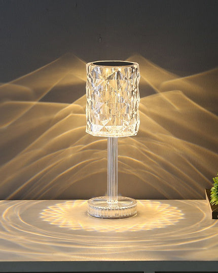 Lampa de birou pe LED RGB 16, dimmer tactil, 3 nivele de intensitate, incarcare USB, 3W, Cristal Acrilic,cu telecomanda, forma veioza