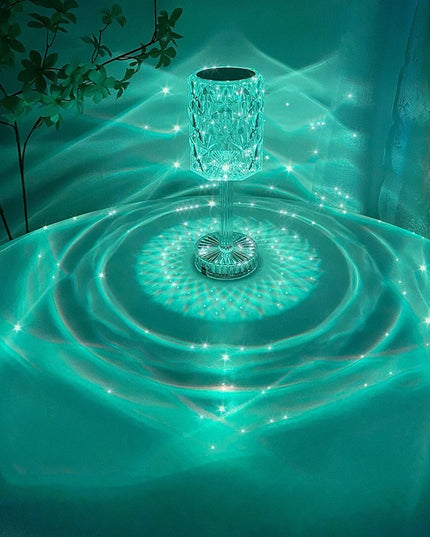 Lampa de birou pe LED RGB 16, dimmer tactil, 3 nivele de intensitate, incarcare USB, 3W, Cristal Acrilic,cu telecomanda, forma veioza