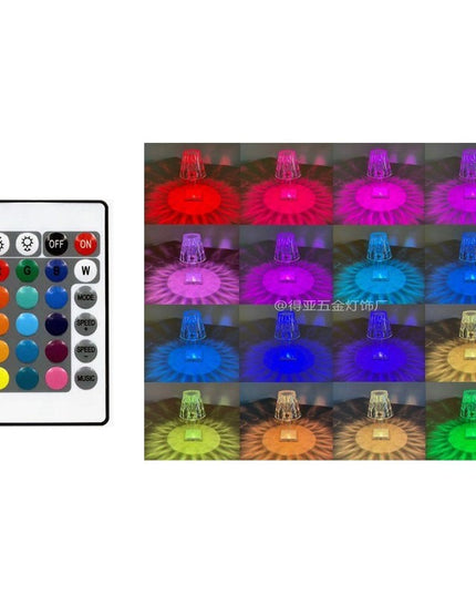 Lampa de birou pe LED RGB 16, dimmer tactil, 3 nivele de intensitate, incarcare USB, 3W, Cristal Acrilic,cu telecomanda