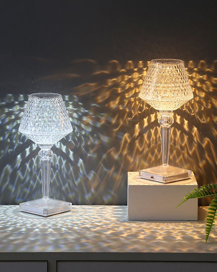 Lampa de birou pe LED RGB 16, dimmer tactil, 3 nivele de intensitate, incarcare USB, 3W, Cristal Acrilic, cu telecomanda, forma pahar