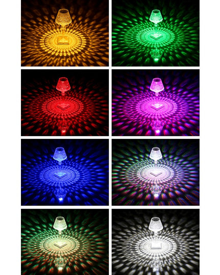 Lampa de birou pe LED RGB 16, dimmer tactil, 3 nivele de intensitate, incarcare USB, 3W, Cristal Acrilic, cu telecomanda, forma pahar