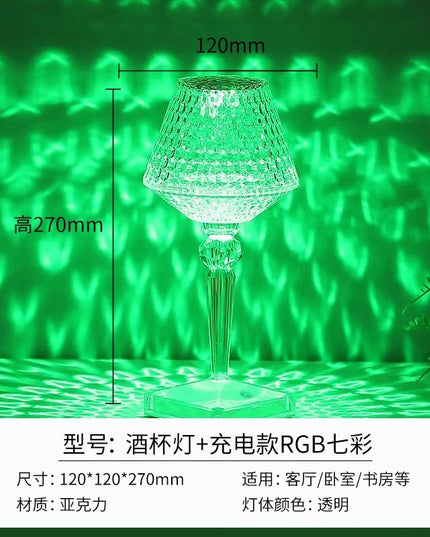 Lampa de birou pe LED RGB 16, dimmer tactil, 3 nivele de intensitate, incarcare USB, 3W, Cristal Acrilic, cu telecomanda, forma pahar