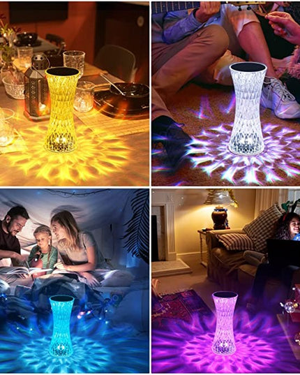 Lampa de birou pe LED RGB 16, dimmer tactil, 3 nivele de intensitate, incarcare USB, 3W, Cristal Acrilic,cu telecomanda, forma vaza, model 2