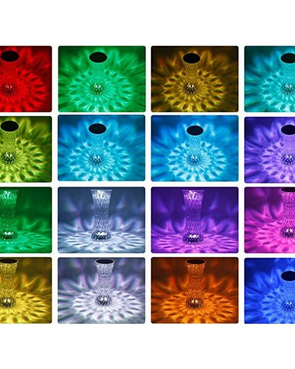 Lampa de birou pe LED RGB 16, dimmer tactil, 3 nivele de intensitate, incarcare USB, 3W, Cristal Acrilic,cu telecomanda, forma vaza, model 2