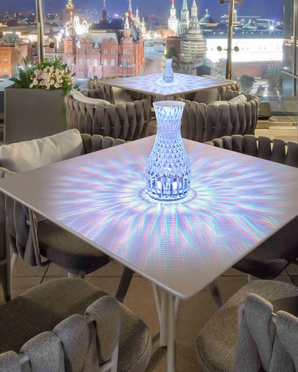 Lampa de birou pe LED RGB 16, dimmer tactil, 3 nivele de intensitate, incarcare USB, 3W, Cristal Acrilic,cu telecomanda, forma vaza