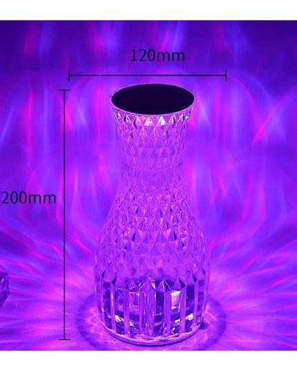 Lampa de birou pe LED RGB 16, dimmer tactil, 3 nivele de intensitate, incarcare USB, 3W, Cristal Acrilic,cu telecomanda, forma vaza