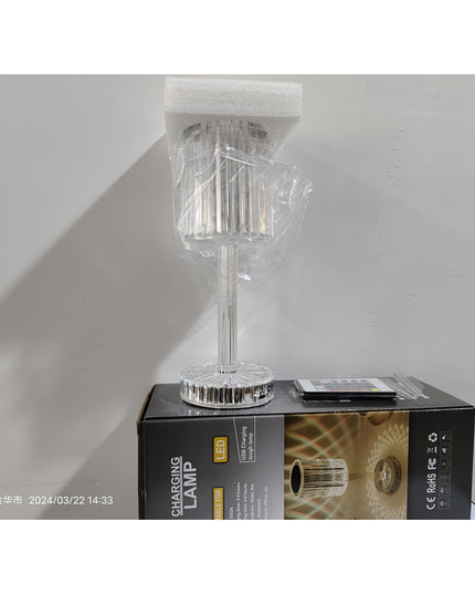 Lampa de birou pe LED RGB 16, dimmer tactil, 3 nivele de intensitate, incarcare USB, 3W, Cristal Acrilic,cu telecomanda, forma veioza