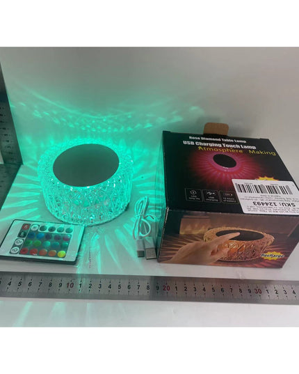Lampa LED RGB 16, 3 Nivele de Intensitate, Incarcare USB, 3W, Cristal Acrilic,Telecomanda