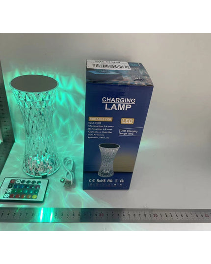 Lampa de birou pe LED RGB 16, dimmer tactil, 3 nivele de intensitate, incarcare USB, 3W, Cristal Acrilic,cu telecomanda, forma vaza, model 2