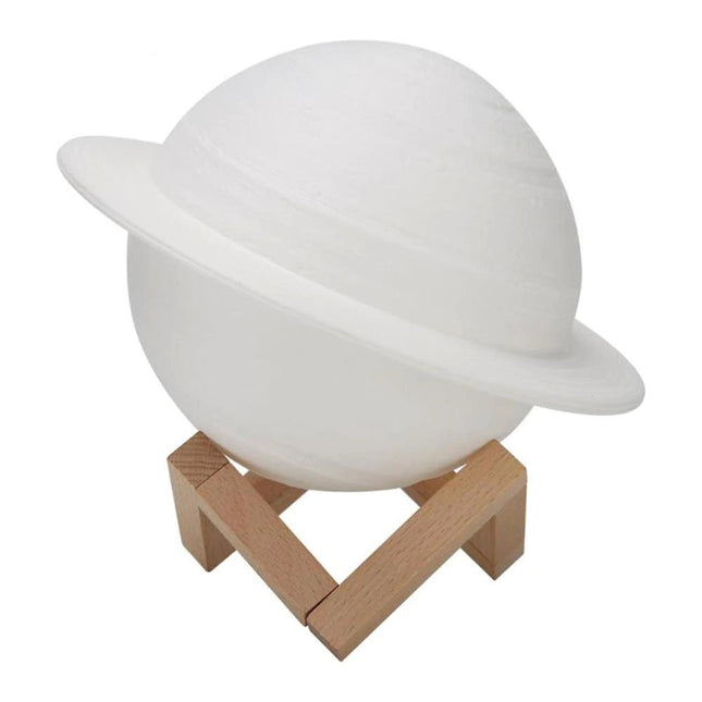 Lampa de veghe cu telecomanda in forma de Saturn 3D Saturn Light 16 culori, alimentare baterii, stand lemn inclus,