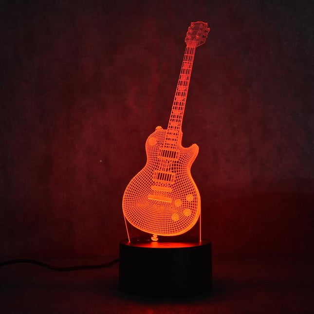 Lampa de Veghe cu Telecomanda si Baterii/USB 3D Model Chitara