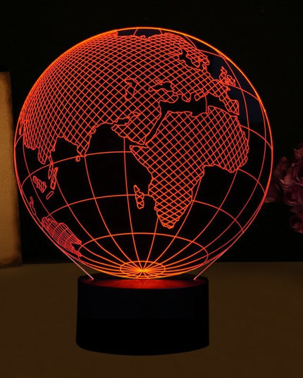 Lampa de Veghe cu Telecomanda si Baterii/USB 3D Model Glob Pamantesc