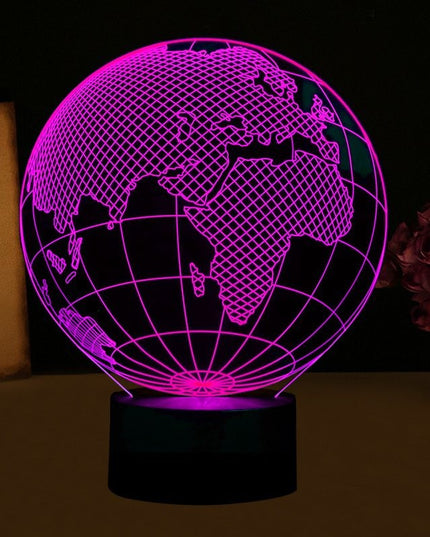 Lampa de Veghe cu Telecomanda si Baterii/USB 3D Model Glob Pamantesc