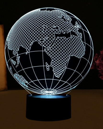 Lampa de Veghe cu Telecomanda si Baterii/USB 3D Model Glob Pamantesc