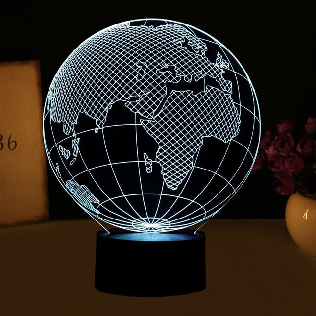Lampa de Veghe cu Telecomanda si Baterii/USB 3D Model Glob Pamantesc