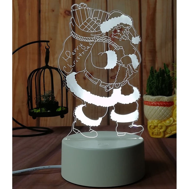 Lampa de Veghe cu Telecomanda si Baterii/USB 3D Model Mos Craciun