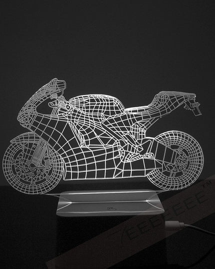 Lampa de Veghe cu Telecomanda si Baterii/USB 3D Model Motocicleta