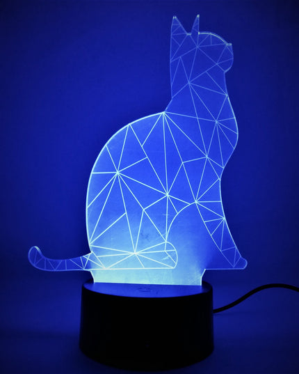 Lampa de Veghe cu Telecomanda si Baterii/USB 3D Model Pisica