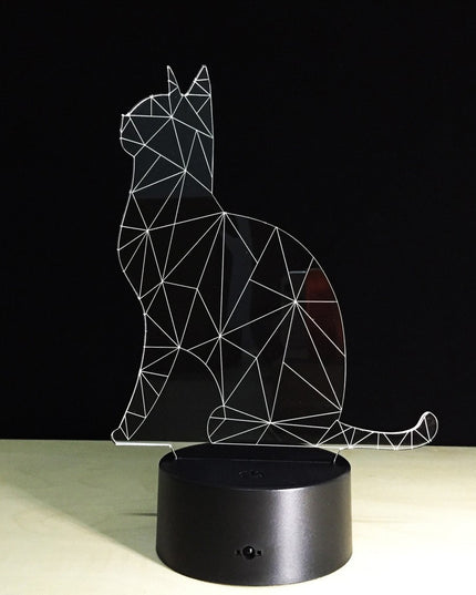 Lampa de Veghe cu Telecomanda si Baterii/USB 3D Model Pisica