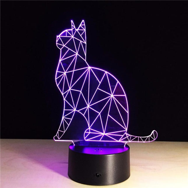 Lampa de Veghe cu Telecomanda si Baterii/USB 3D Model Pisica