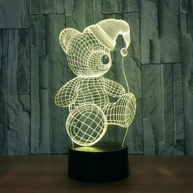 Lampa de Veghe cu Telecomanda si Baterii/USB 3D Model Ursulet