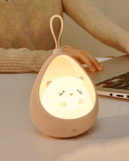 Lampa de Veghe, Portabila, cu 2 Moduri de Functionare, Silicon Non-Toxic, Reincarcabila USB, Senzor Miscare, Model Pisica