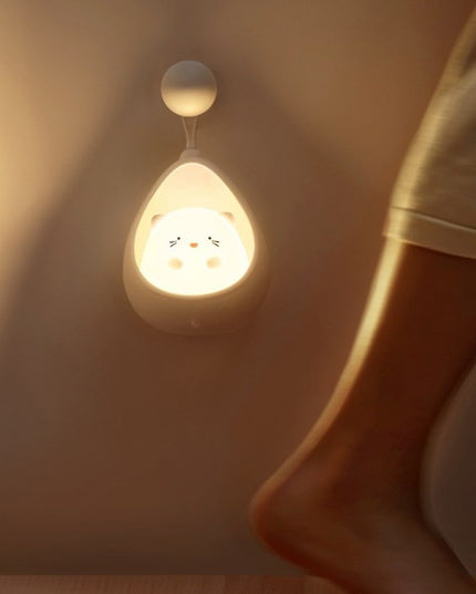 Lampa de Veghe, Portabila, cu 2 Moduri de Functionare, Silicon Non-Toxic, Reincarcabila USB, Senzor Miscare, Model Pisica