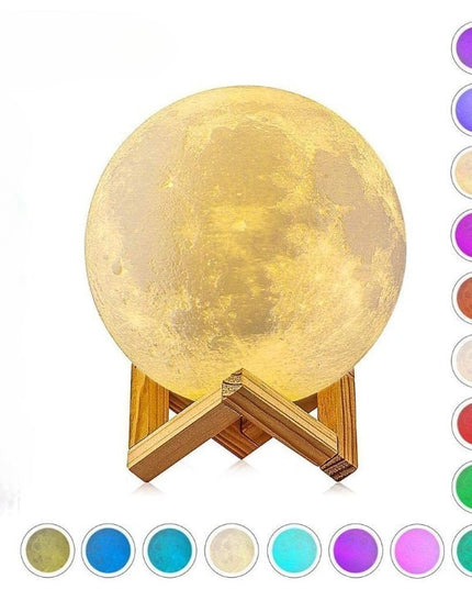 Lampa de veghe in forma de luna 3D Moon Light Rece, alimentare baterii, stand plastic inclus, 8 cm