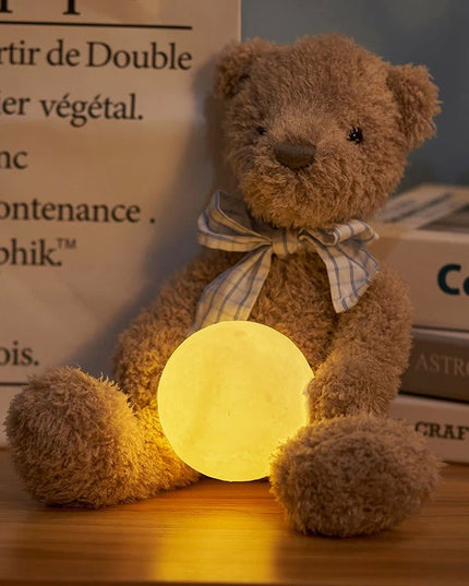 Lampa de veghe in forma de luna cu stele 3D Moon Light, Acumulator integrat, alimentare USB, stand din plastic inclus,16 culori