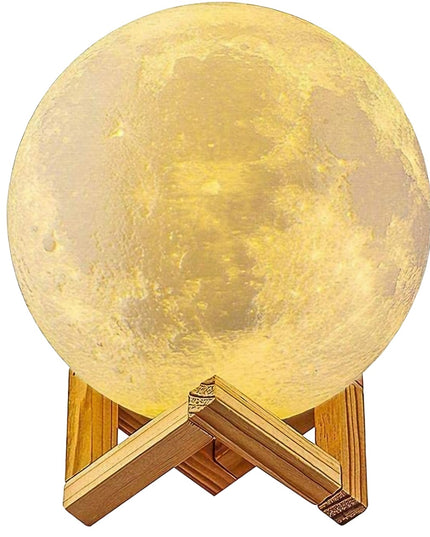 Lampa de veghe in forma de luna cu stele 3D Moon Light, Acumulator integrat, alimentare USB, stand din plastic inclus,16 culori