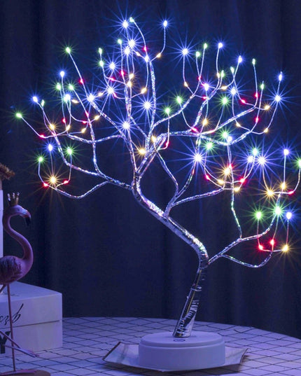 Lampa de veghe LED cu baterii si USB, Model Copac din cupru