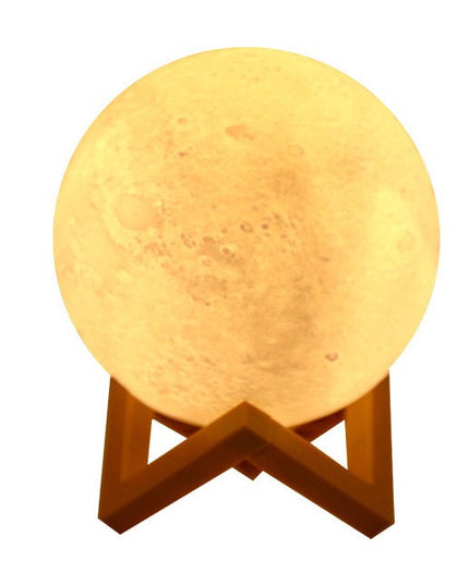 Lampa de veghe luna 3D Moon Light, lumina LED cald, alimentare baterii, fara acumulator, stand din plastic inclus, 12 cm