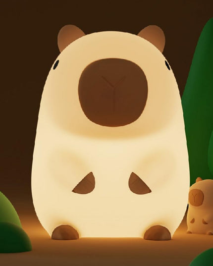 Lampa de Veghe pentru Copii, din Silicon, Senzor Tactil, Model Capibara, Lumina Calda, Protectie pentru Ochi, Incarcare USB, Capacitate Baterie Incorporata 800mAh