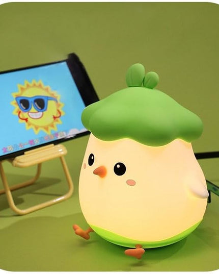 Lampa de Veghe pentru Copii, din Silicon, Senzor Tactil, Model Pui, Lumina Calda, Protectie pentru Ochi, Incarcare USB, Capacitate Baterie Incorporata 800mAh