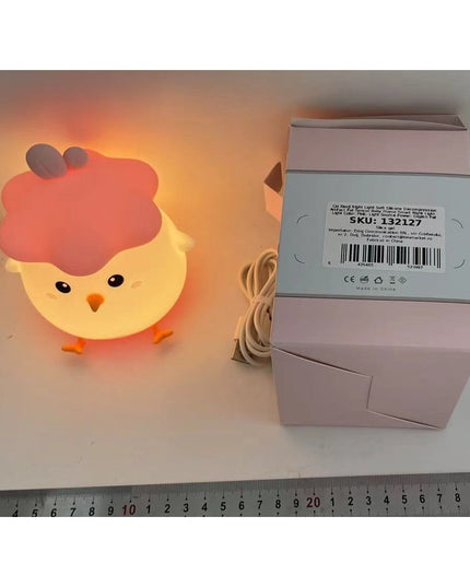 Lampa de Veghe pentru Copii, din Silicon, Senzor Tactil, Model Pui, Lumina Calda, Protectie pentru Ochi, Incarcare USB, Capacitate Baterie Incorporata 800mAh