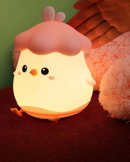 Lampa de Veghe pentru Copii, din Silicon, Senzor Tactil, Model Pui, Lumina Calda, Protectie pentru Ochi, Incarcare USB, Capacitate Baterie Incorporata 800mAh
