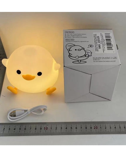 Lampa de Veghe pentru Copii, din Silicon, Senzor Tactil, Model Ratusca, Lumina Calda, Timer Automat, Protectie pentru Ochi, Incarcare USB Putere 0.5W, Capacitate Baterie Incorporata 800mAh