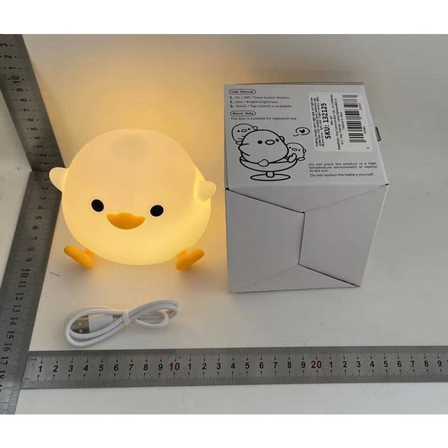 Lampa de Veghe pentru Copii, din Silicon, Senzor Tactil, Model Ratusca, Lumina Calda, Timer Automat, Protectie pentru Ochi, Incarcare USB Putere 0.5W, Capacitate Baterie Incorporata 800mAh