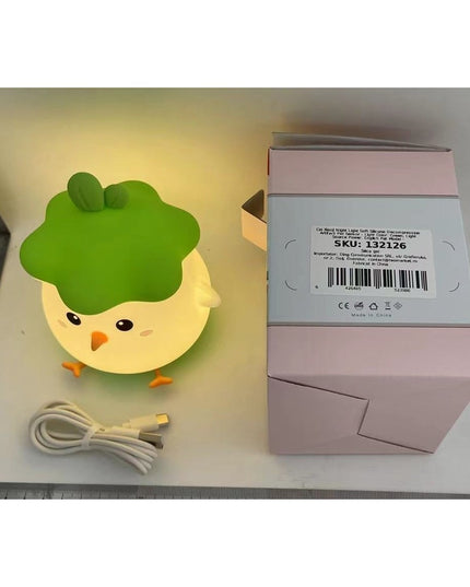 Lampa de Veghe pentru Copii, din Silicon, Senzor Tactil, Model Pui, Lumina Calda, Protectie pentru Ochi, Incarcare USB, Capacitate Baterie Incorporata 800mAh