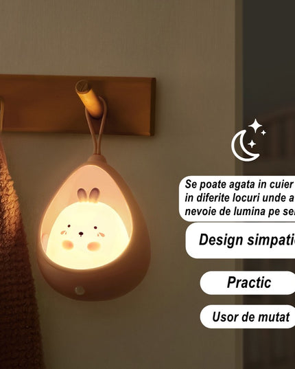 Lampa de veghe portabila cu 2 moduri de functionare silicon non-toxic, reincarcabila USB, senzor miscare