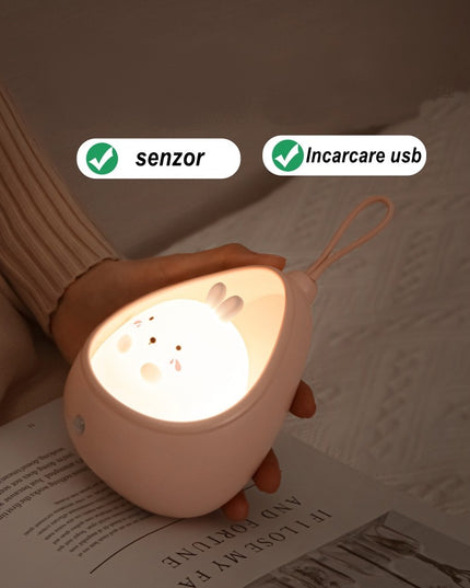 Lampa de veghe portabila cu 2 moduri de functionare silicon non-toxic, reincarcabila USB, senzor miscare