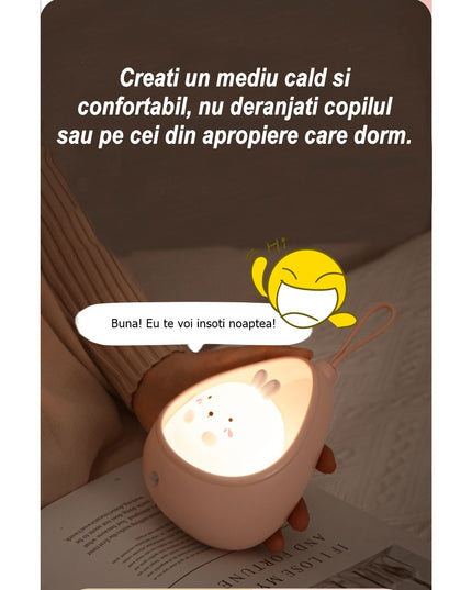 Lampa de veghe portabila cu 2 moduri de functionare silicon non-toxic, reincarcabila USB, senzor miscare