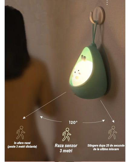 Lampa de veghe portabila cu 2 moduri de functionare silicon non-toxic, reincarcabila USB, senzor miscare
