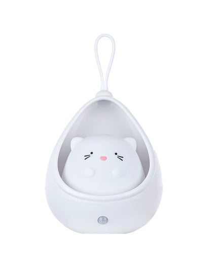 Lampa de Veghe, Portabila, cu 2 Moduri de Functionare, Silicon Non-Toxic, Reincarcabila USB, Senzor Miscare, Model Pisica