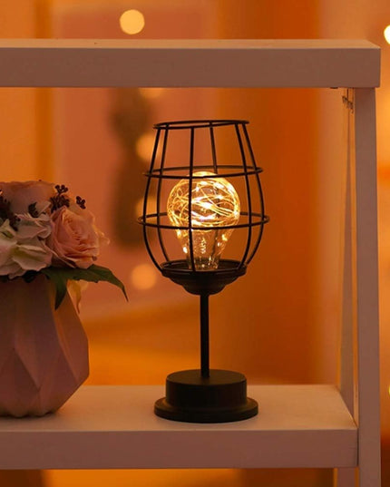 Lampa Decorativa cu Leduri, Model Pahar de Vin, cu Baterii,Suport