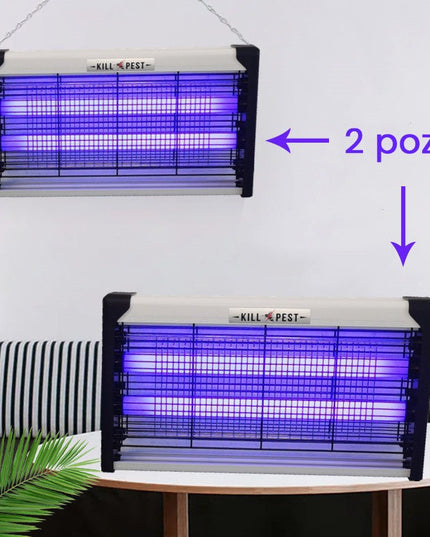 Lampa Electrica Anti Insecte, Lumina Neon, 2 tuburi cu putere de 40W, Suspensie Perete, Carcasa din Plastic Metalica