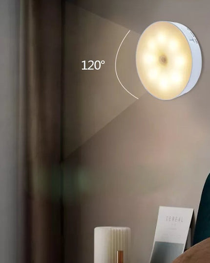 Lampa LED cu senzori de miscare, incarcare USB,3.7V, 400mah,material ABS, portabila, pentru camera bebelusului, dormitor, bucatarie, baie, 2 culori, lumina calda si rece, carcasa alba