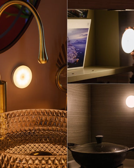 Lampa LED cu senzori de miscare, incarcare USB,3.7V, 400mah,material ABS, portabila, pentru camera bebelusului, dormitor, bucatarie, baie, 2 culori, lumina calda si rece, carcasa alba