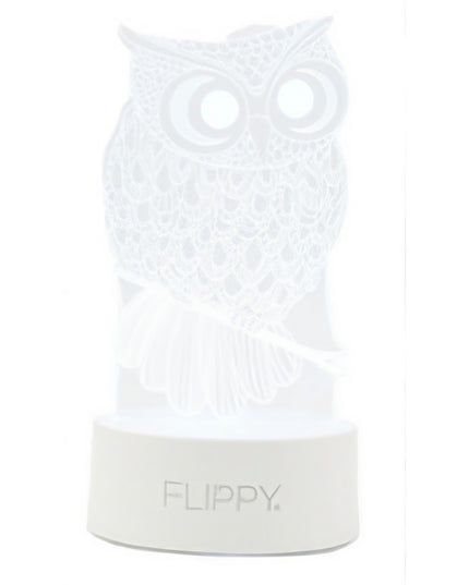 Lampa LED decorativa, 3D, Bufnita, cu USB si baterii, inaltime, din material acril, lumina multicolora si telecomanda inclusa